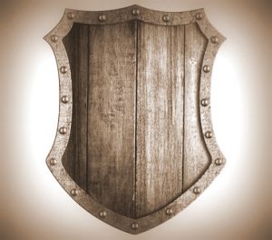 medieval wooden shield isolated